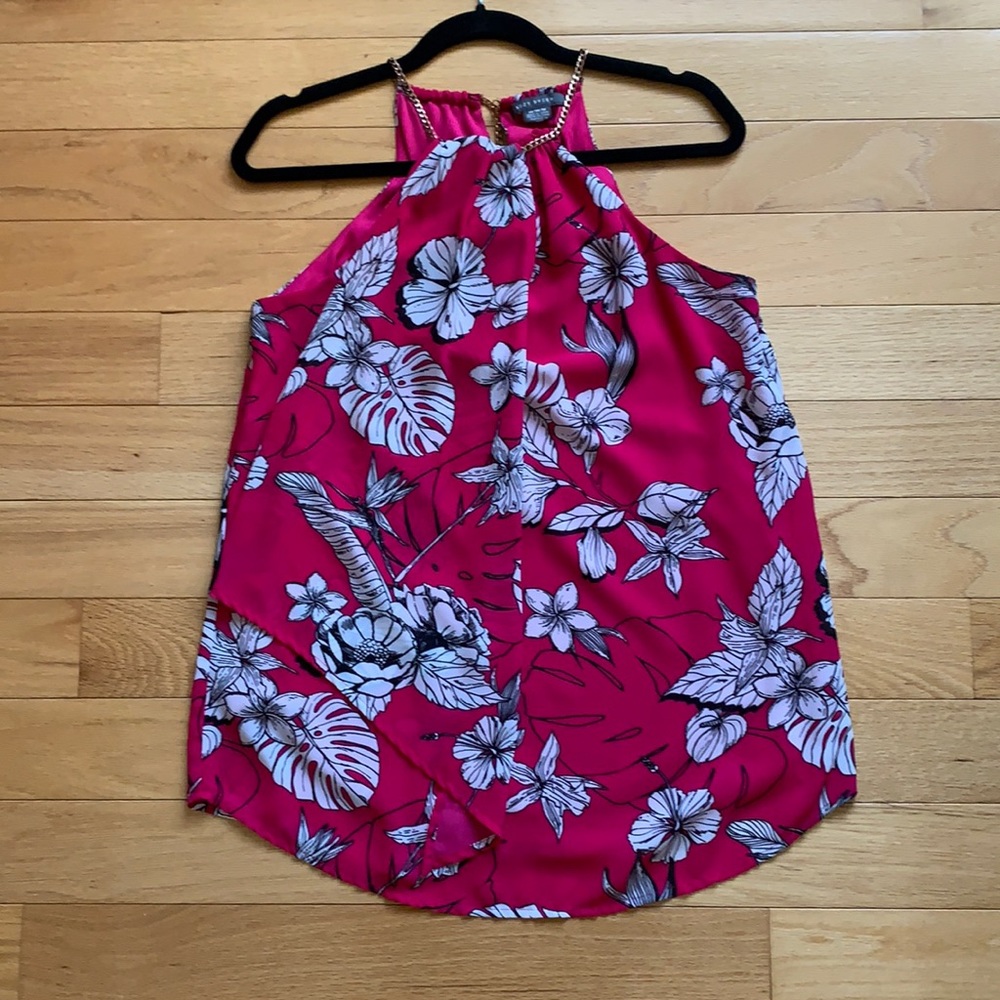 Fuschia/white floral halter top